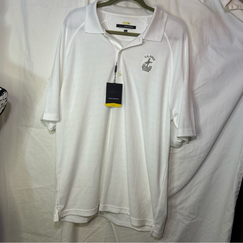 Greg Norman Sydney Harbor Golf Shirt Logo US Open 2009 BethpageWhite Play Dry XL